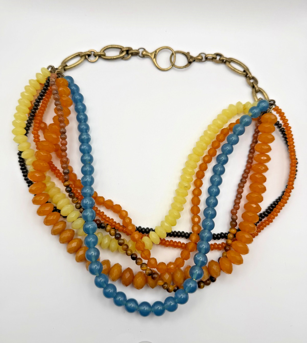 Fossil Multicolor Layered Beaded Necklace 20"